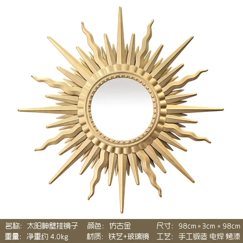 decorative wrought iron sunflower wall mirror - vue 9 sur 12