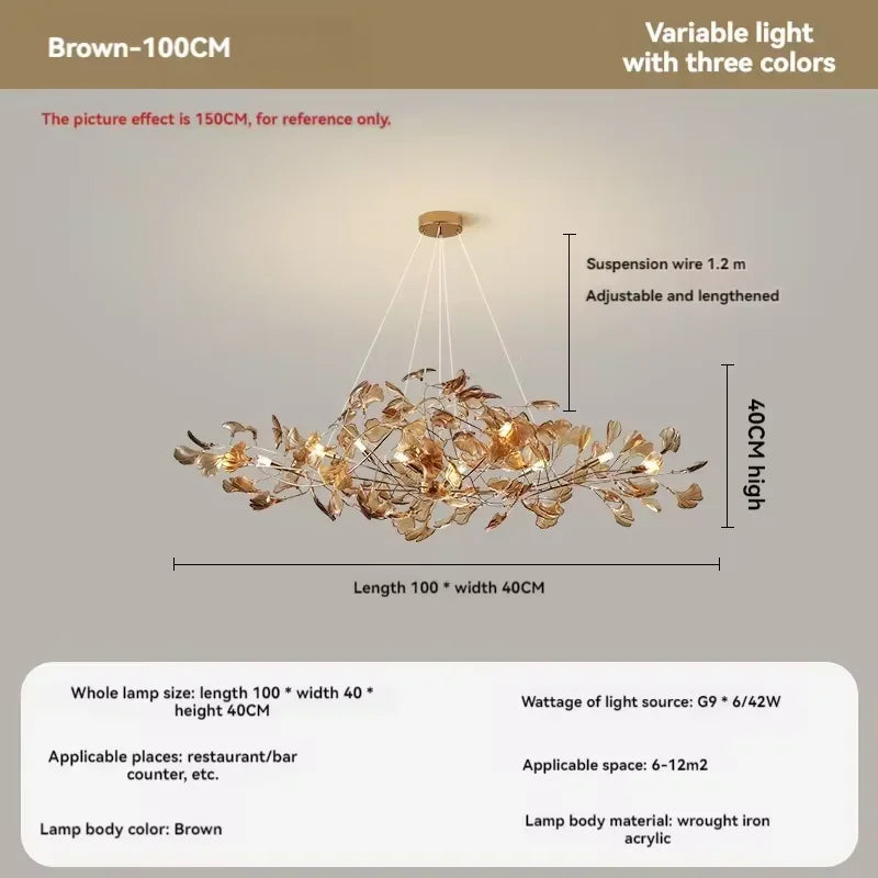 Artpad Nordic romantic chandelier with acrylic leaves for the home - vue 15 sur 21