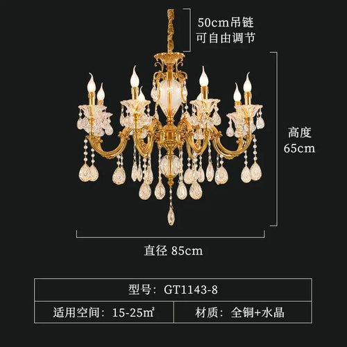 Modern LED crystal and copper chandelier - vue 10 sur 9