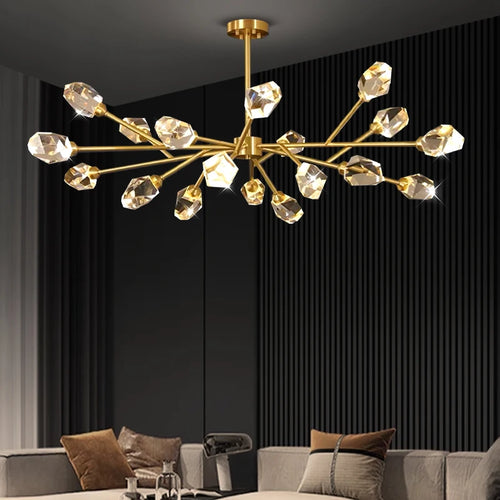 Copper and crystal chandelier for an elegant ambience - vue 3 sur 8