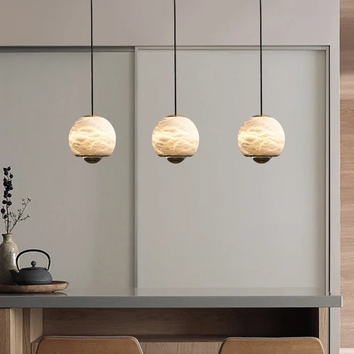 Nordic marble LED pendant light for kitchen island - vue 7 sur 7