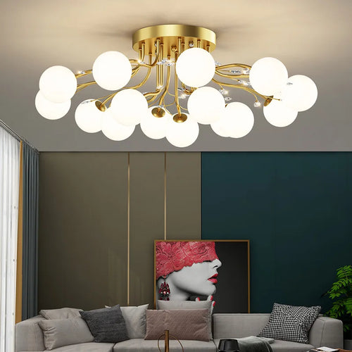 Nordic gold glass ball chandelier decorative indoor light