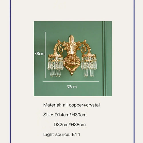 Classic crystal decorative wall light for interiors - vue 7 sur 8