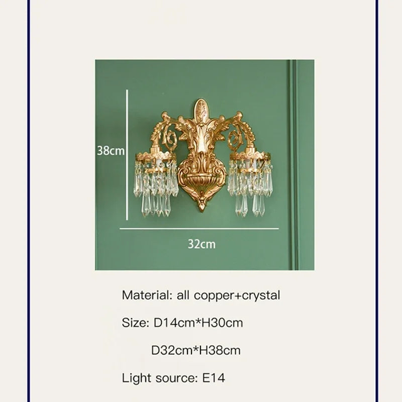 Classic crystal decorative wall light for interiors - vue 6 sur 8