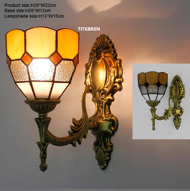 Turkish flower wall light with decorative baroque glass lampshade - vue 10 sur 17