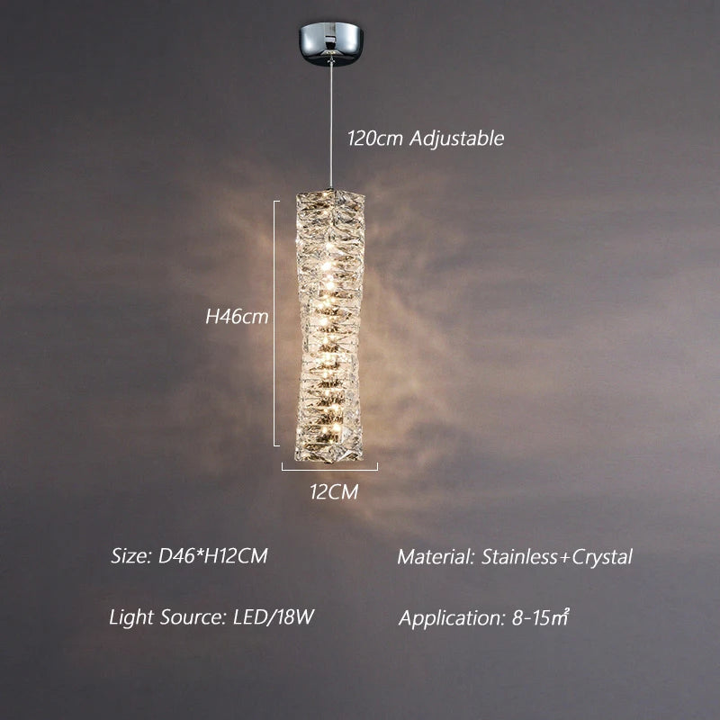 Modern Nordic pendant light in stainless steel and decorative crystal - vue 16 sur 18