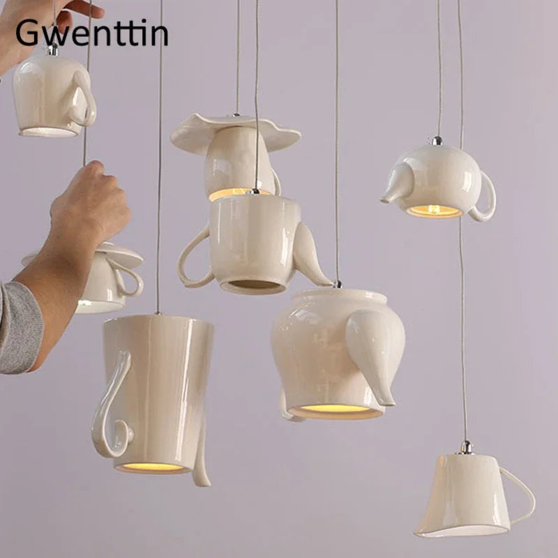 Modern decorative ceramic teapot pendant light