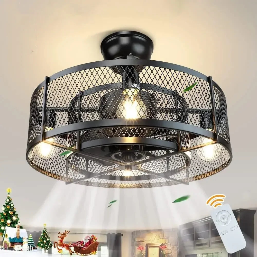 Led ceiling fan with remote control three colours variable speed