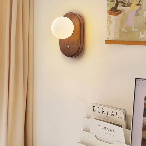 Wabi-sabi retro solid wood wall light with switch - vue 5 sur 8