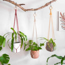 handmade macrame hanging plant holder made of natural cotton