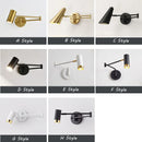 Telescopic rocker LED wall lamp with swing long arm, wall switch and adjustable bedside reading light