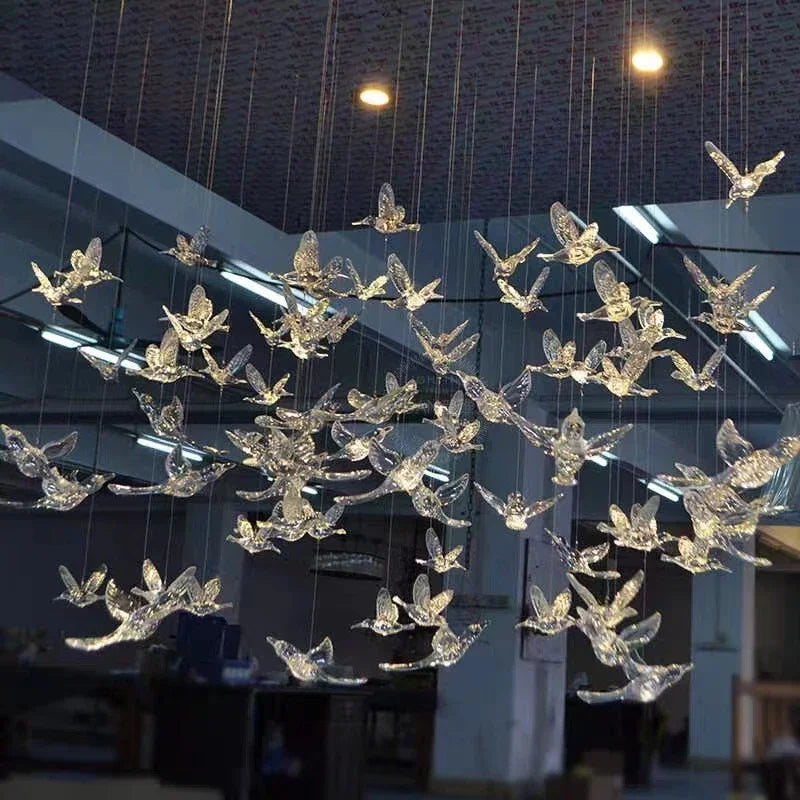 suspension LED décorative en forme d'oiseau idéale pour loft - vue 5 sur 18
