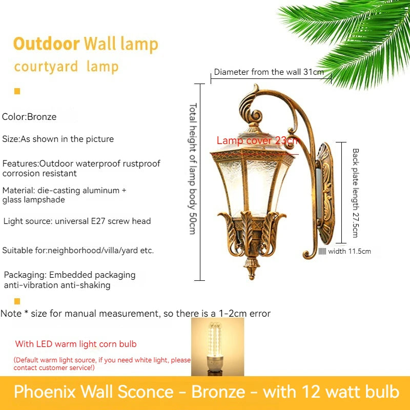 Waterproof rust-proof retro European solar wall light for garden - vue 11 sur 12