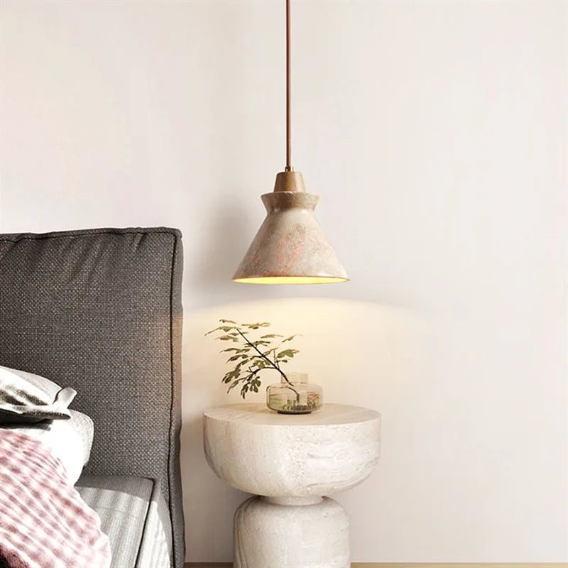 Retro nordic yellow travertine pendant light for bedroom, bar, and dining room