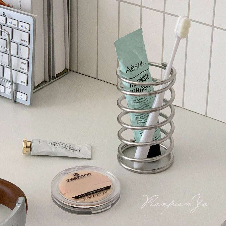 Stainless steel toothbrush holder for bathroom - vue 3 sur 6