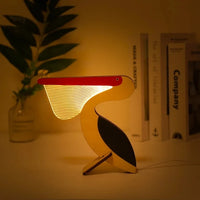 Animals LED night light wood acrylic USB table lamp for children bedside pelican sirius whale toucan