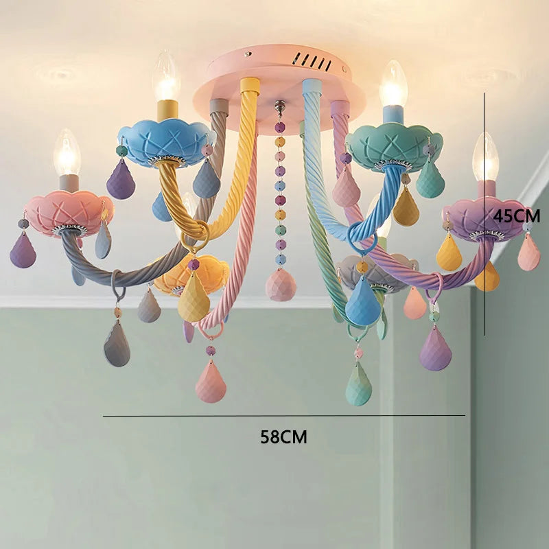 Kawaii crystal rainbow chandelier for children's bedroom decor - vue 9 sur 18