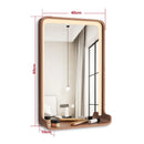 Solid wood mirror with LED lighting and wall mounting