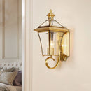 Antique outdoor wall light in retro glass and copper