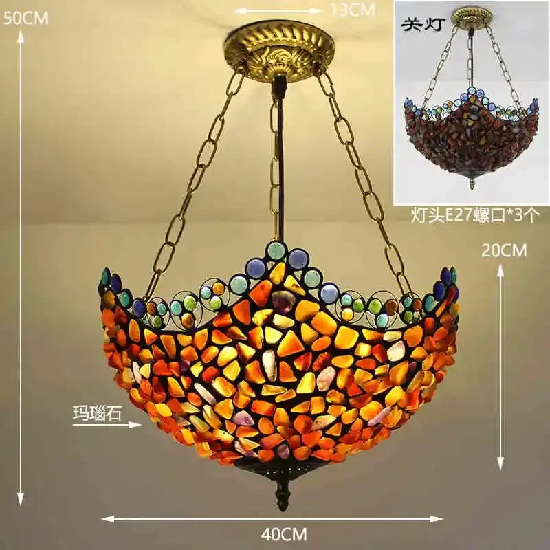 Tiffany style stained glass chandelier for interior decoration - vue 11 sur 11