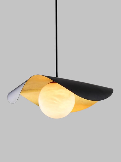 Brass and marble chandelier with suspension - vue 2 sur 16