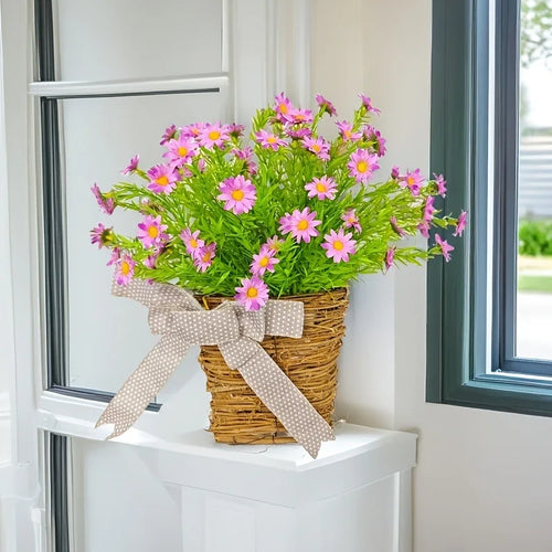 Artificial flower basket spring wreath for Easter decoration - vue 4 sur 10