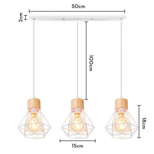 Vintage wooden pendant light LED suspension - vue 13 sur 14