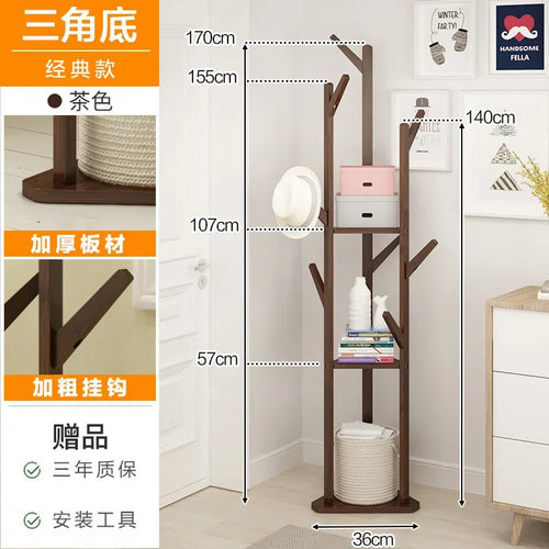 multifunctional bamboo coat rack for modern clothes