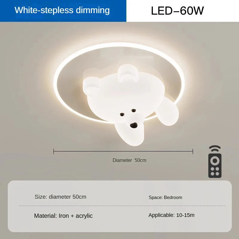 Cute bear LED ceiling light for children's room - vue 12 sur 12