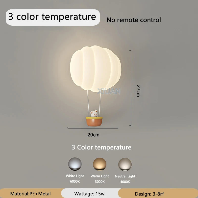 Romantic hot air balloon wall lamp indoor decorative light - vue 8 sur 8