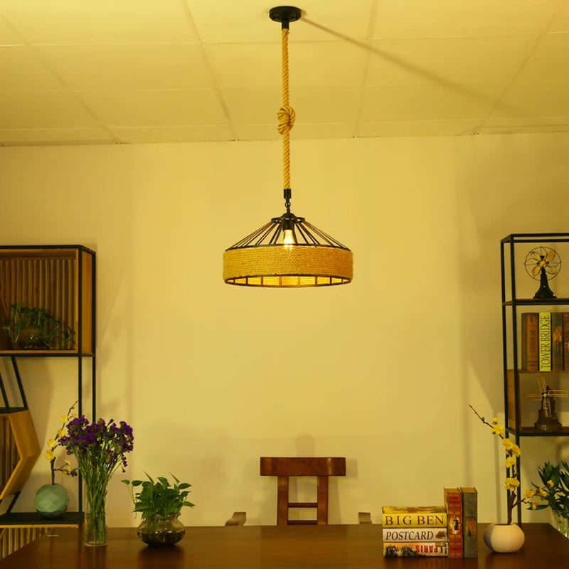 Iron rope industrial loft creative pendant light for restaurant, bar, café and dining room - vue 4 sur 10