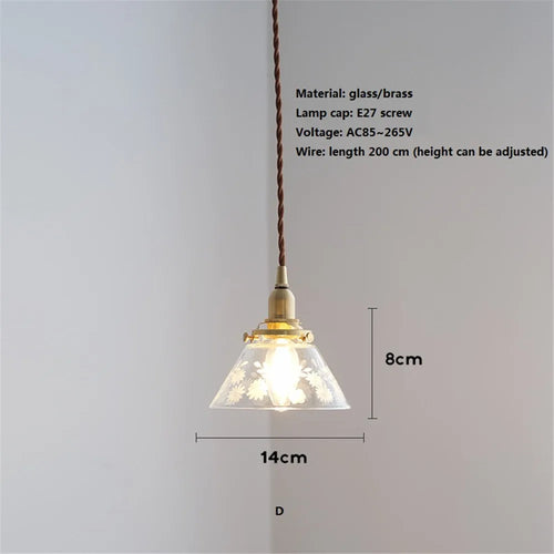 Retro glass and brass pendant light for interior decoration - vue 11 sur 10