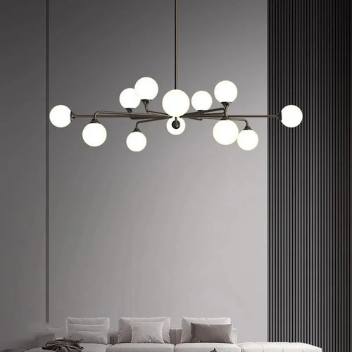 Modern glass pendant chandelier for home decor - vue 3 sur 8