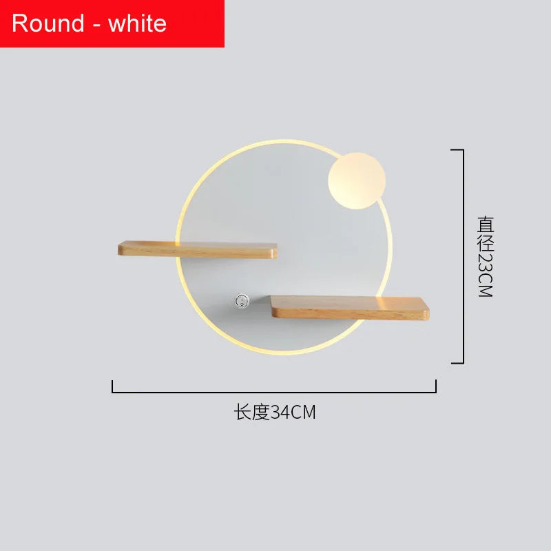 Nordic LED wall light with shelf and USB charger - vue 9 sur 18