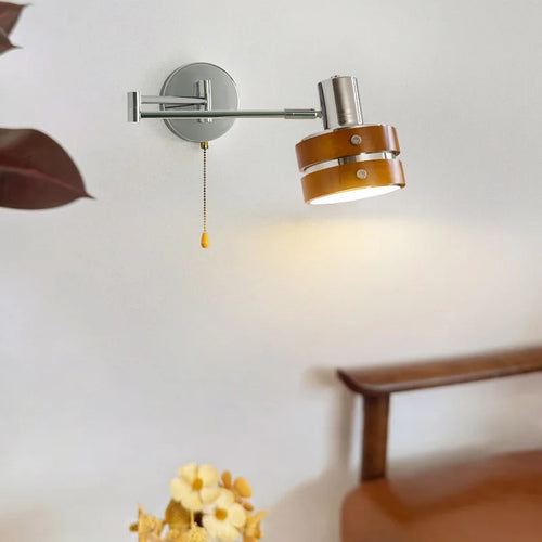 Retro foldable solid wood wall lamp for reading - vue 3 sur 10