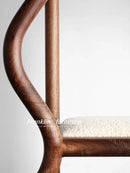 Nordic retro walnut chair with lambswool cushion
