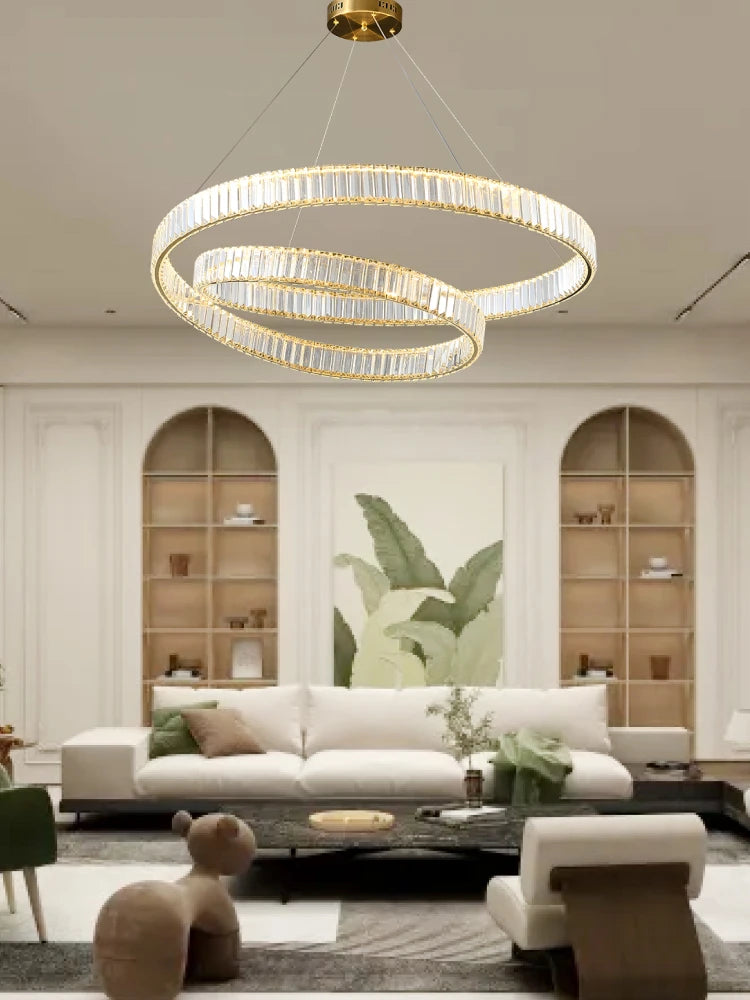Modern adjustable crystal LED pendant light with elegant design