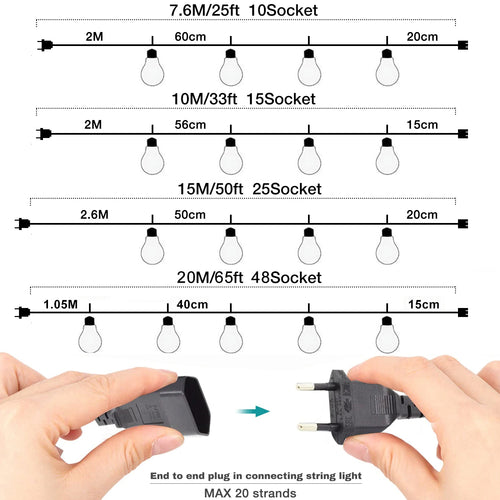 Dimmable outdoor string lights for garden and Christmas - vue 5 sur 9
