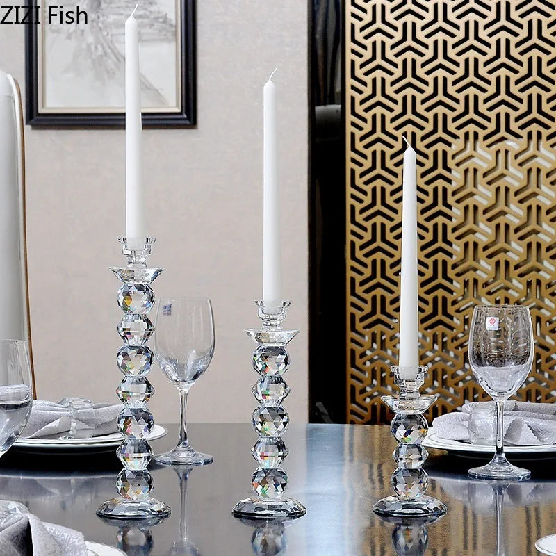 Crystal glass candle holder accessories for candlelit dinners - vue 3 sur 9