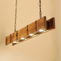 Vintage American wooden chandelier with LED for dining room, bar, clothing shop, industrial style