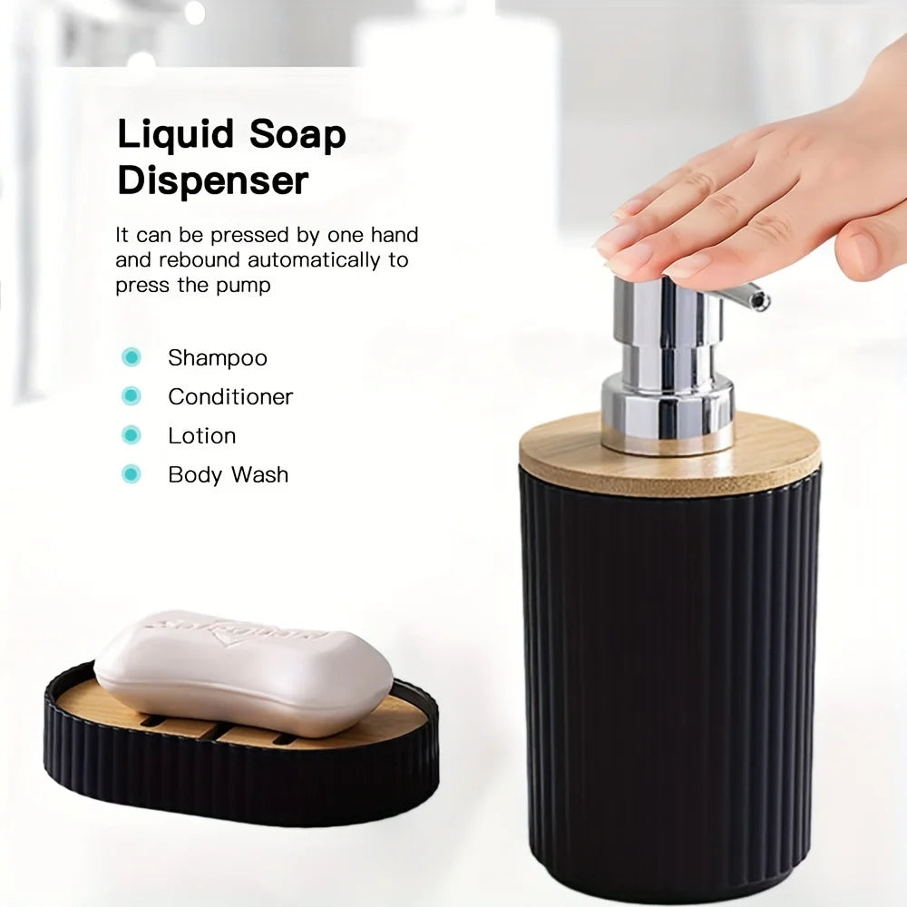 6-piece plastic and bamboo bathroom storage set - vue 4 sur 6