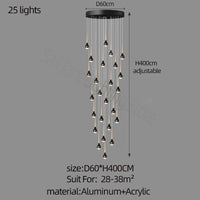 Modern nordic long hollow chandelier ideal for loft, hotel, or apartment