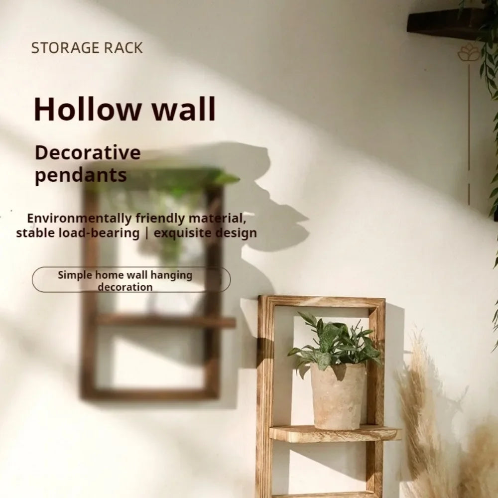 wooden frame for wall hanging and decorative shelf