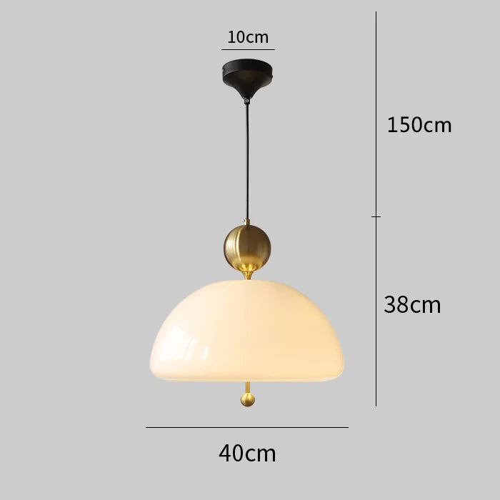 Milky white glass flower pendant light Bauhaus style - vue 11 sur 11
