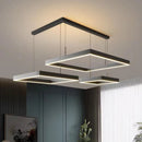Modern square LED chandelier for living room, dining room, bedroom, kitchen, black rectangular ceiling pendant light