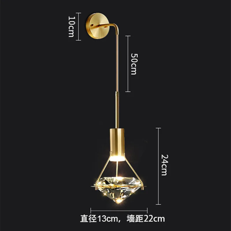 Minimalist luxury copper LED wall light 5W warm for bedroom or bedside - vue 8 sur 8