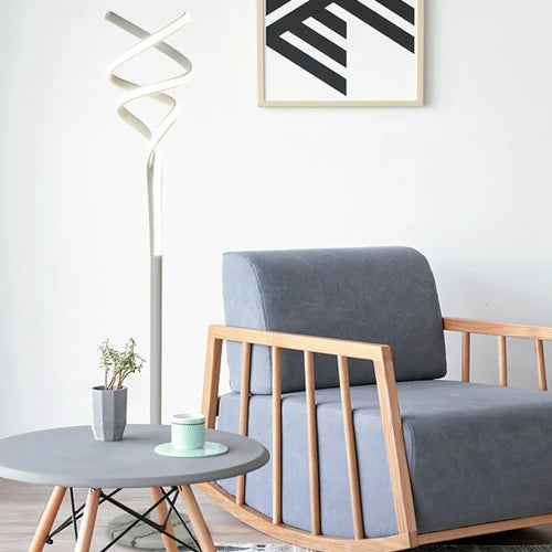 Modern luxury LED double spiral floor lamp with remote dimming - vue 4 sur 8