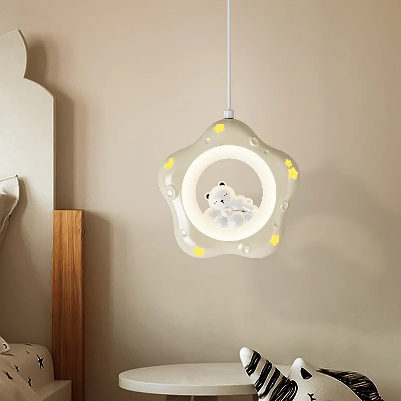 cartoon star pendant for children in resin with bear and rabbit