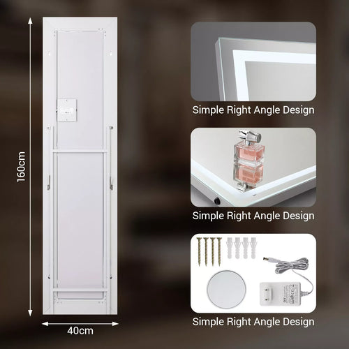 full-length tilting LED mirror with stand and adjustable light - vue 5 sur 7