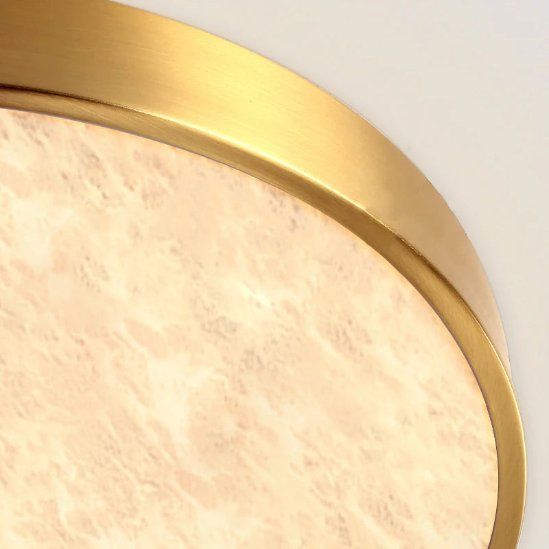 luxurious brass led ceiling light mounted in circular marble - vue 6 sur 8